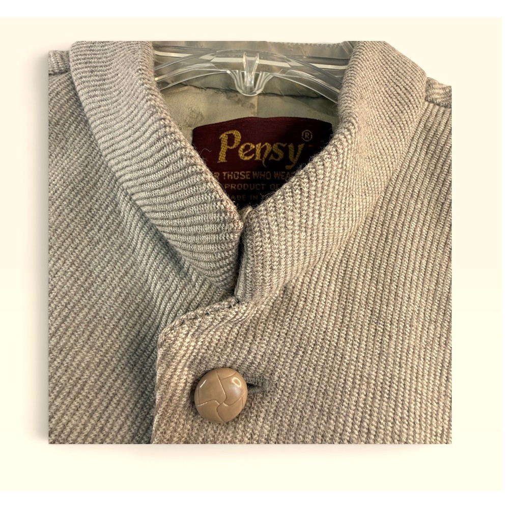 Pensy Nehru Vest 38 Beige Textured Waistcoat Mandarin Collar Button Front PGL - Picture 4 of 10